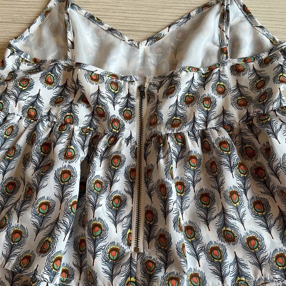 Anthropologie Oat + Fawn Peacock Feather Mini Dress Size Small - Picture 4 of 9